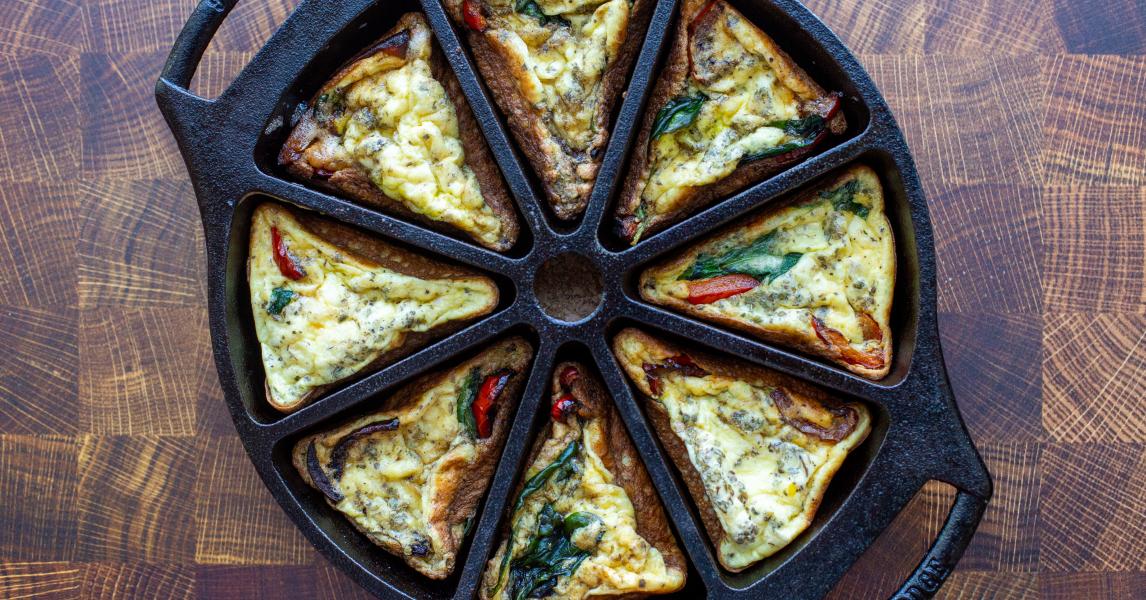 Frittata Wedges With Roasted Red Pepper, Spinach, and Ricotta