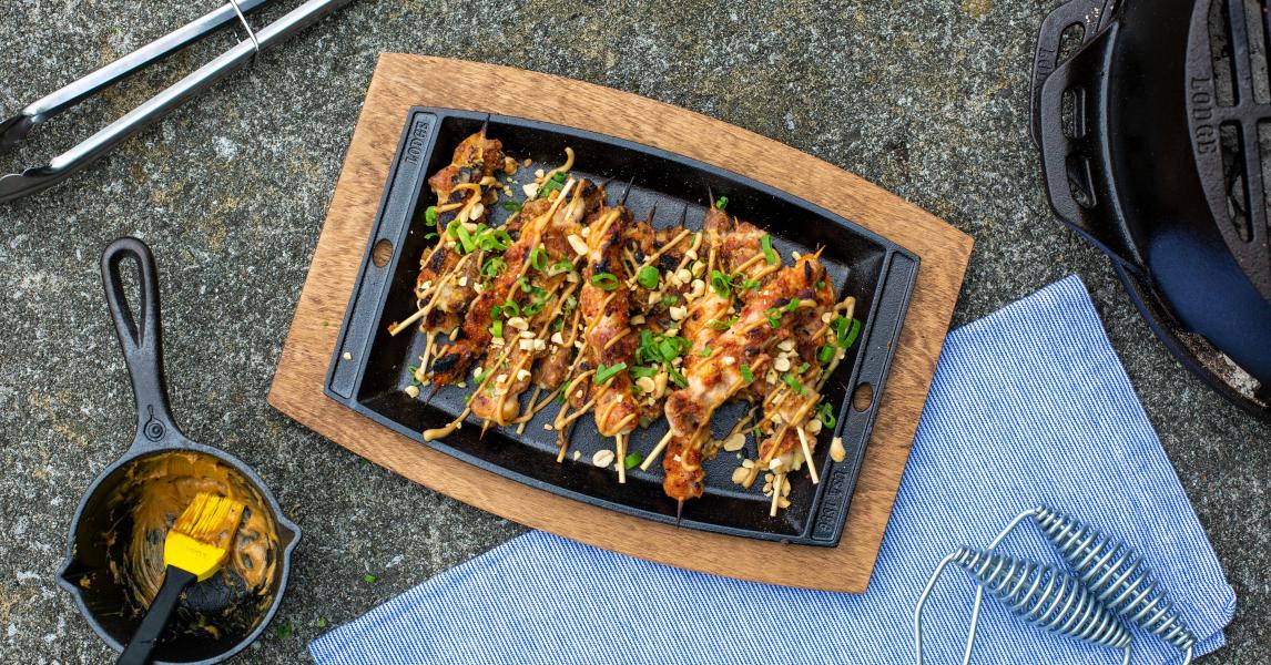 Grilled Crispy Peanut Chicken Skewers