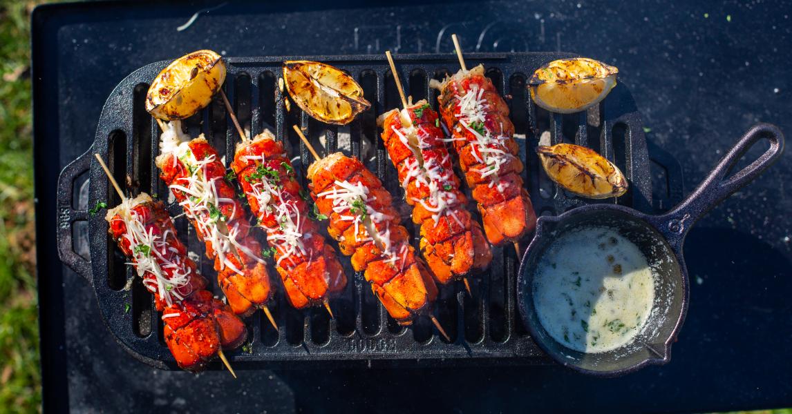Grilled Lobster Tails with Garlic Butter and Charred Lemon