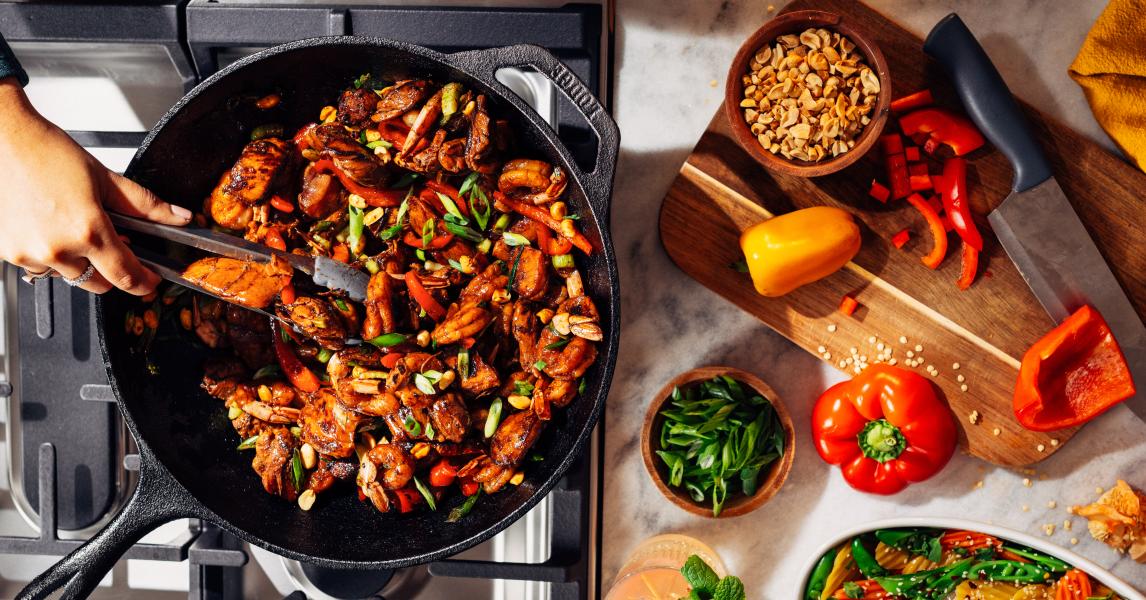 Wok-Seared Kung Pao Chicken and Shrimp