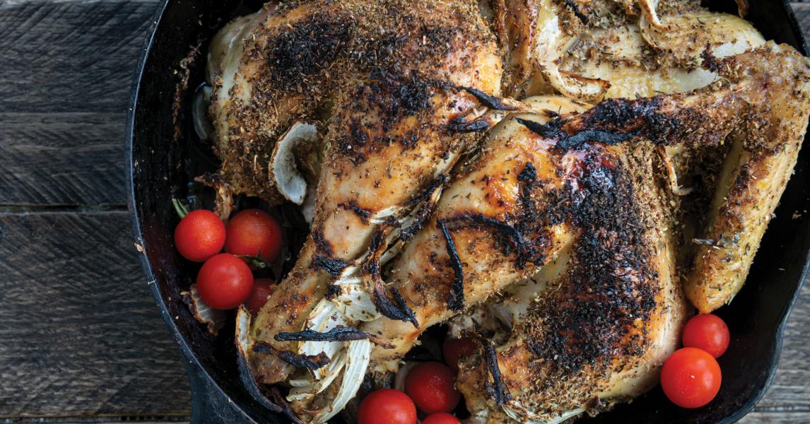 Spatchcock Chicken with Roasted Vegetables