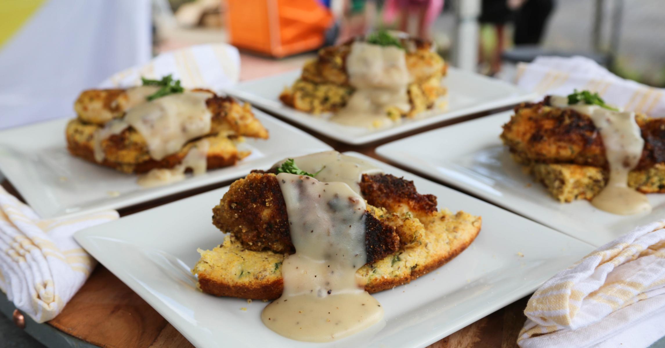 Sweet and Sassy Cornbread and Chicken Stack