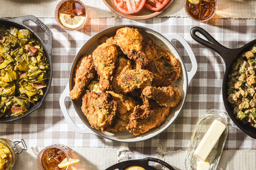 Dutch oven with fried chicken recipe