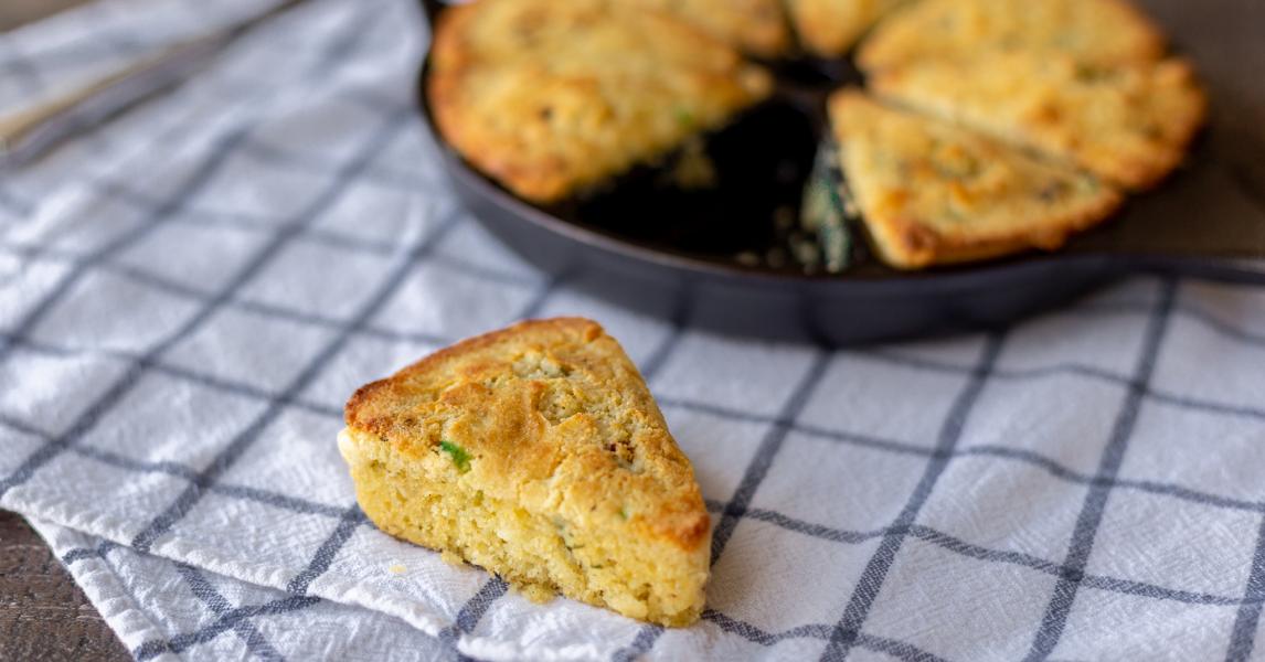 Bacon and Gorgonzola Cornbread Wedges
