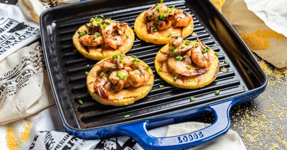 Grilled Shrimp and Grit Cakes