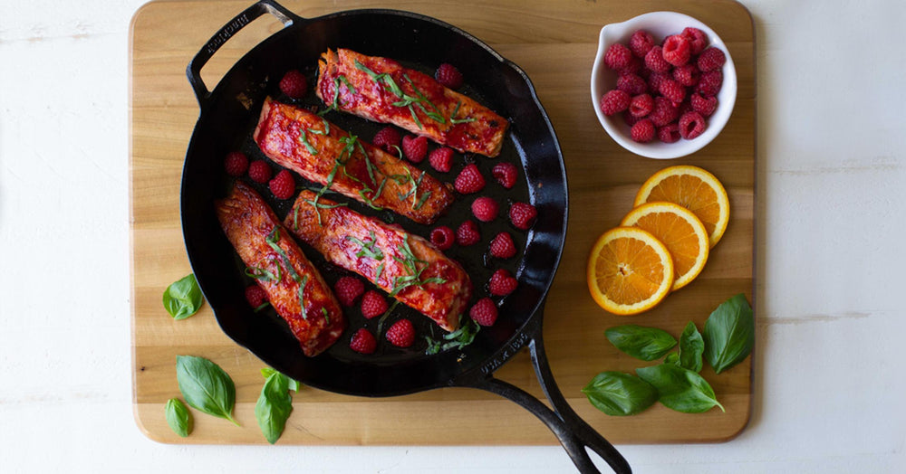 Pan-seared Salmon With Raspberry Basil Sauce