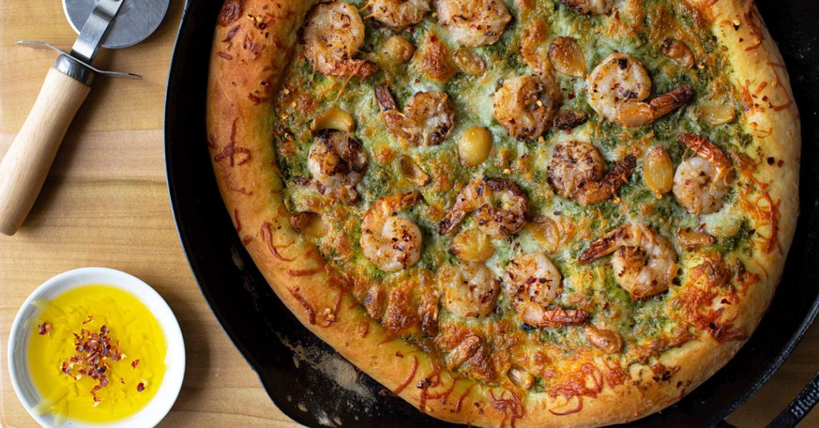 Shrimp Pesto Pizza