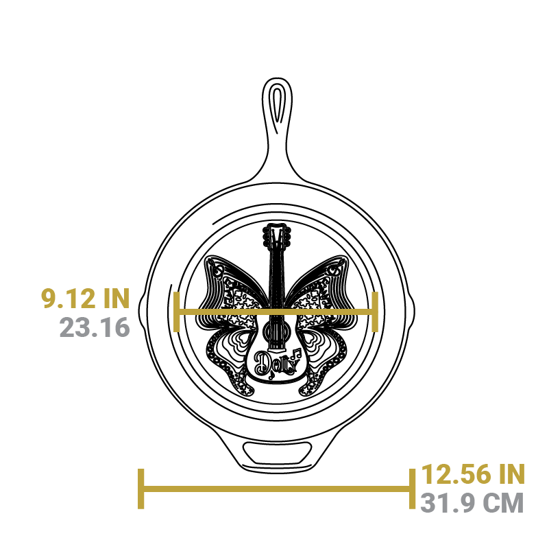 12 Inch Love is Like a Butterfly Dolly Parton Skillet
