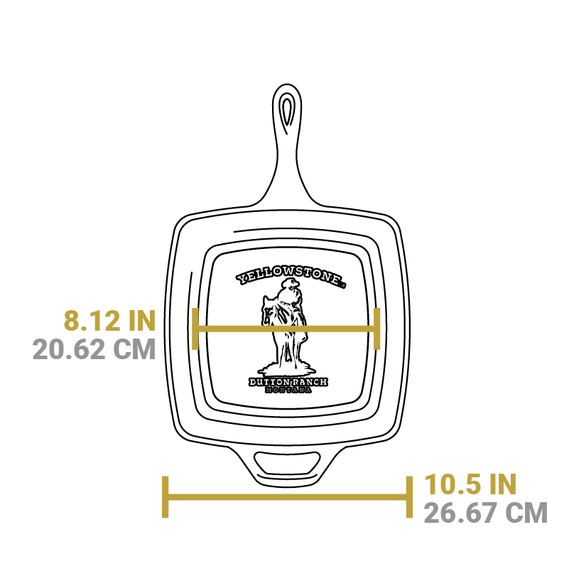 Yellowstone™ 10.5 Inch Square Seasoned Cast Iron Cowboy Grill Pan