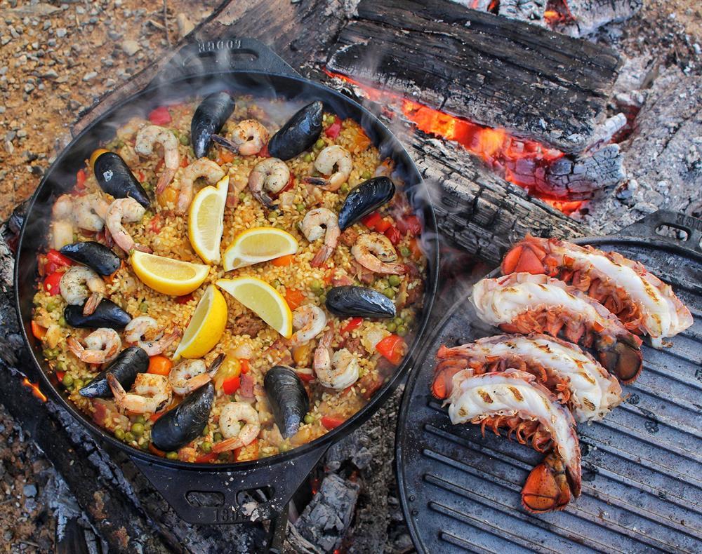 40cm Paella Pan Open Fire Beach /& Garden for Wood /& Charcoal Wrought Iron Stand