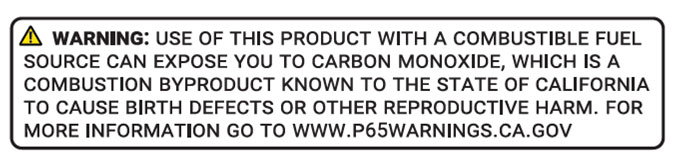 Prop-65: Warning for Carbon Monoxide