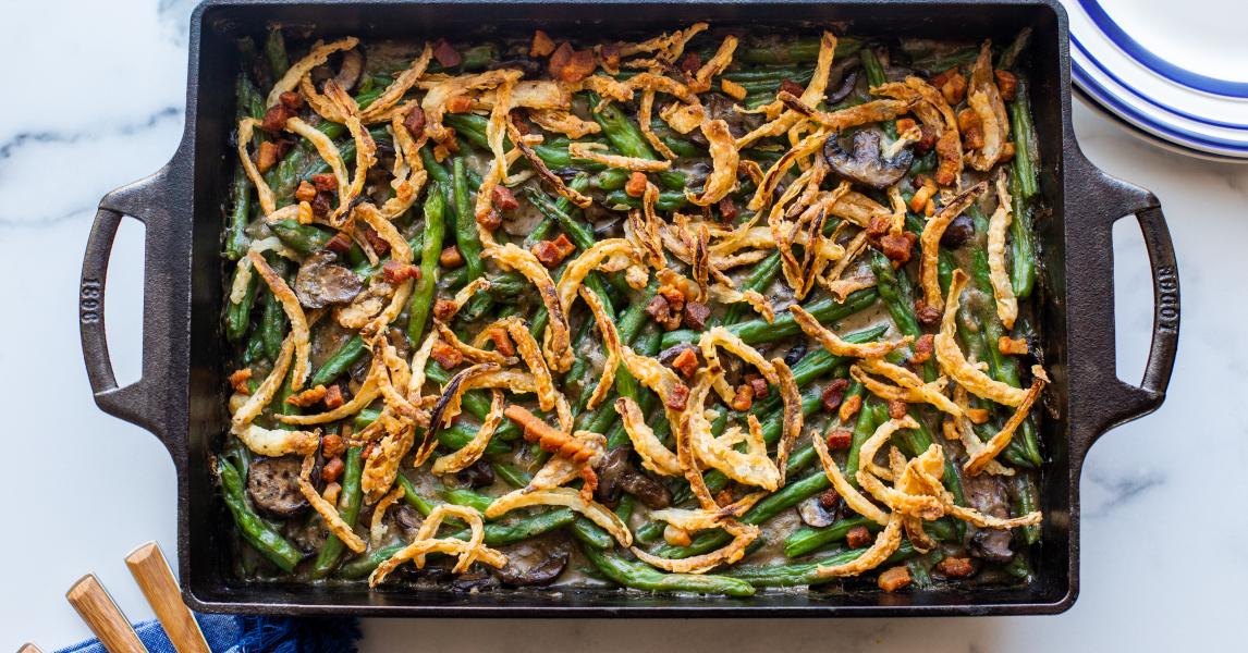 Green Bean Casserole With Crispy Pancetta and Buttermilk Fried Onions