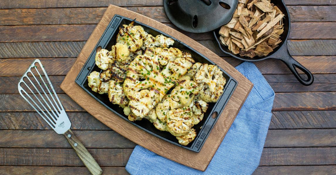 Smoked Cauliflower Steaks with Whiskey Glaze