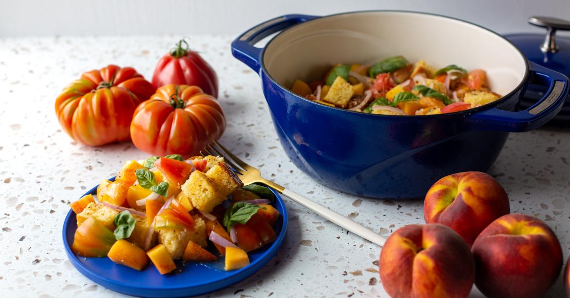 Cornbread Panzanella & Peach Browned Butter