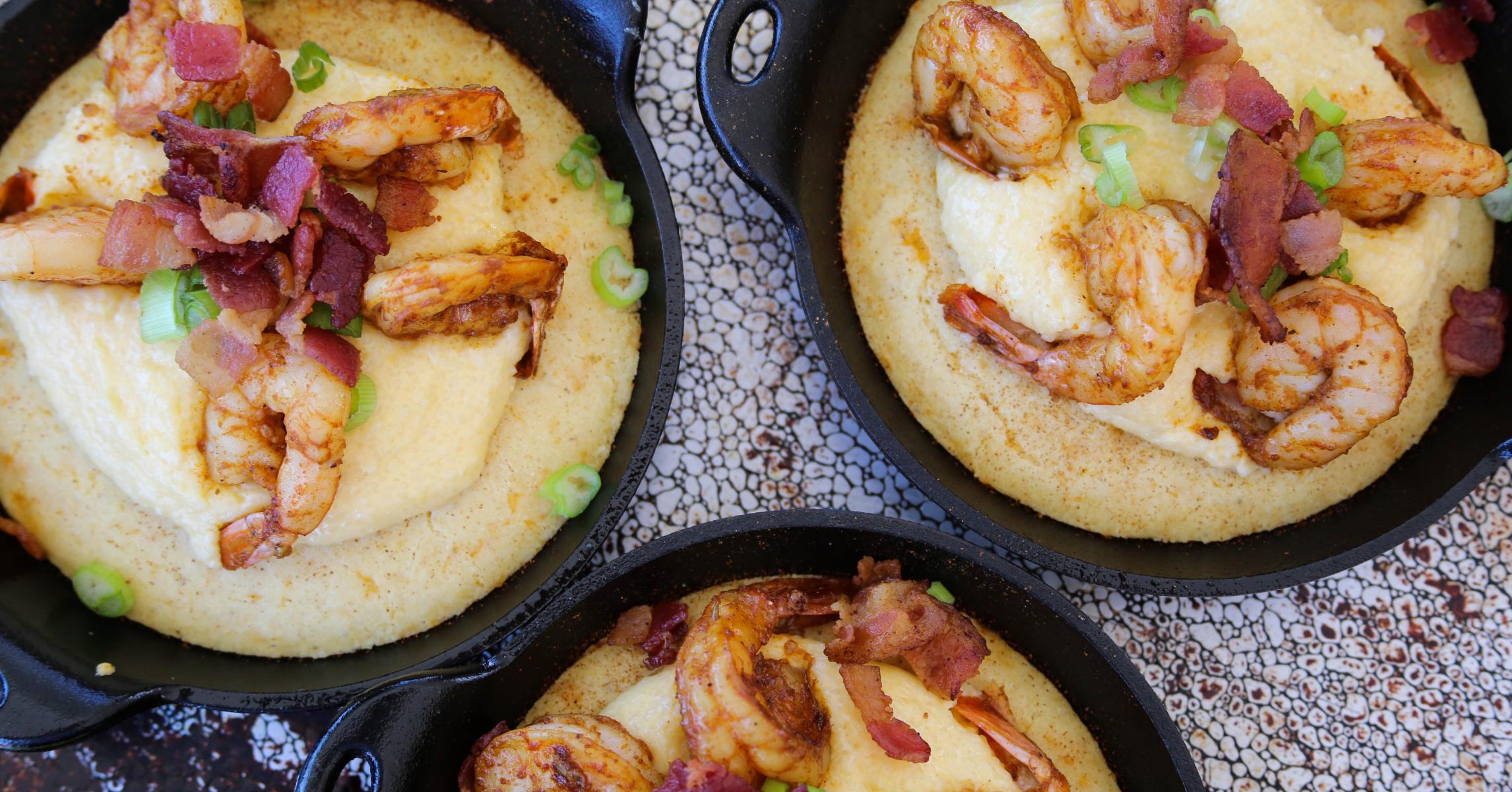 Cajun Shrimp 'n Grits With Cheddar Cornbread