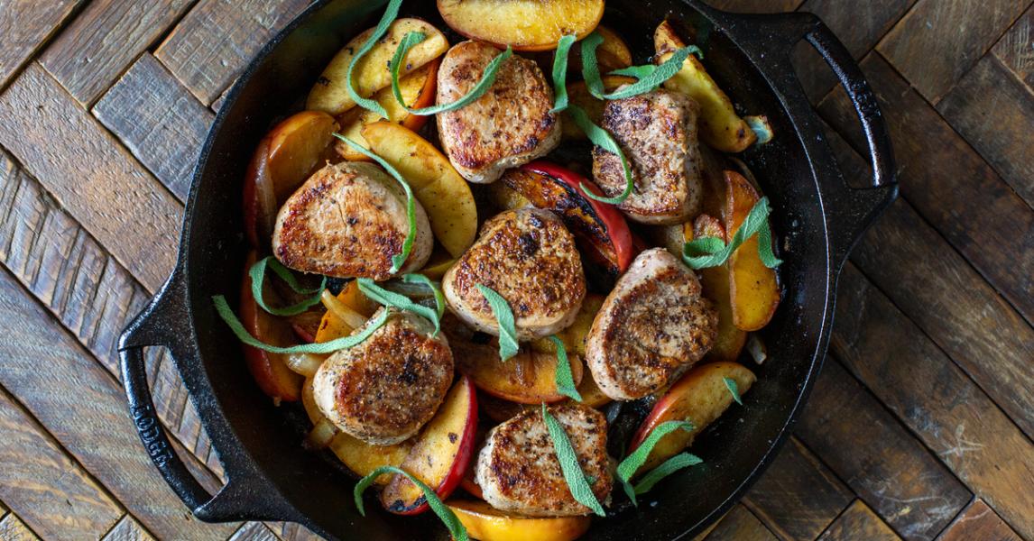 Skillet-Seared Pork Medallions with Apples and Bourbon