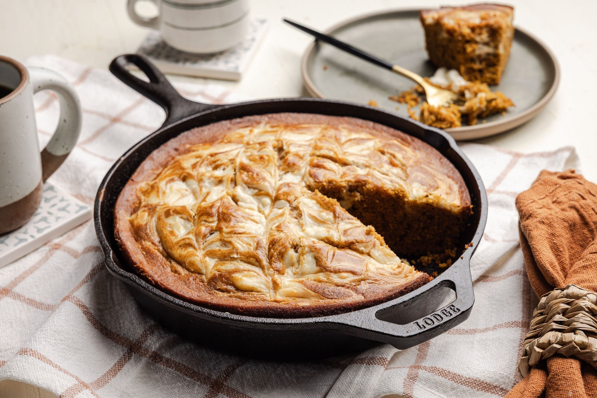 Pumpkin Swirl Skillet Cake