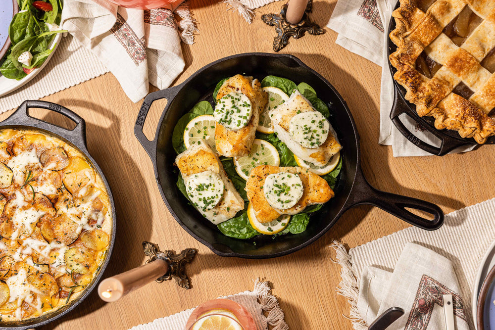 Sea bass recipe in a cast iron skillet