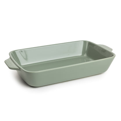 Desert-sage 13-by-9-inch stoneware baking dish.