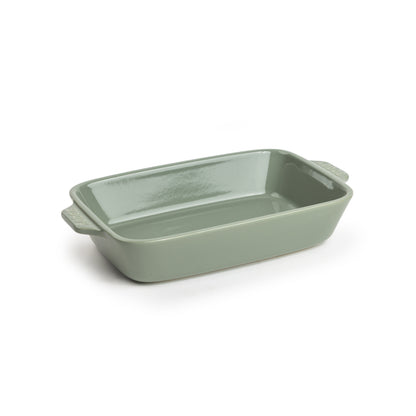 Desert-sage 9-by-6-inch stoneware baking dish.