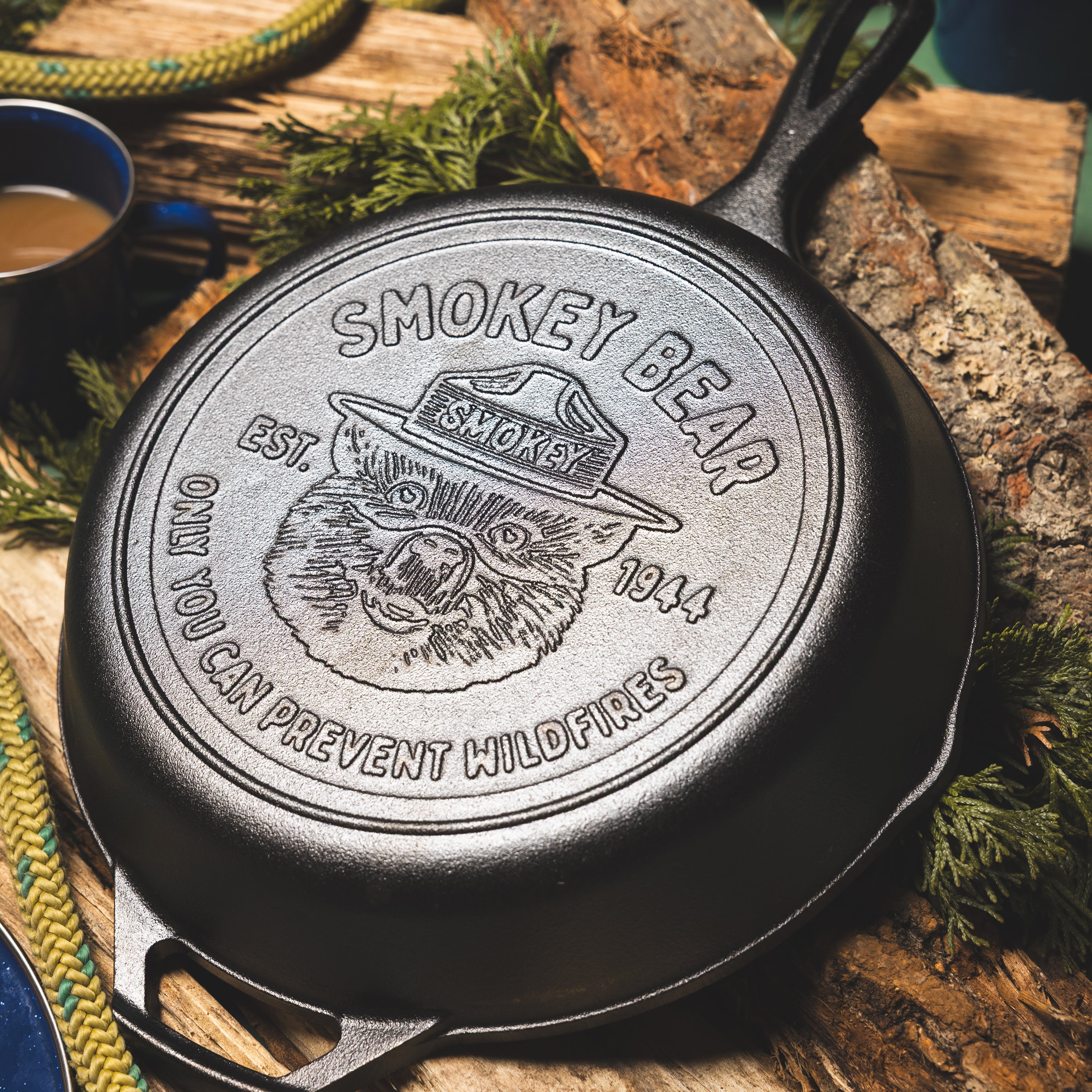 10.25 Inch Seasoned Cast Iron Smokey Bear Skillet
