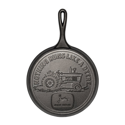 10.5 Inch Seasoned Cast Iron Griddle, John Deere Tractor