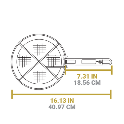 A dimensional drawing of product. Total length is 16.13 inches, length of just handle is 7.31 inches.