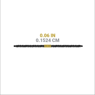Dimensional drawing of product. Height is 0.06 inches.
