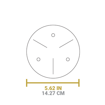 Dimensional drawing of trivet. Product width is 5.62 inches.