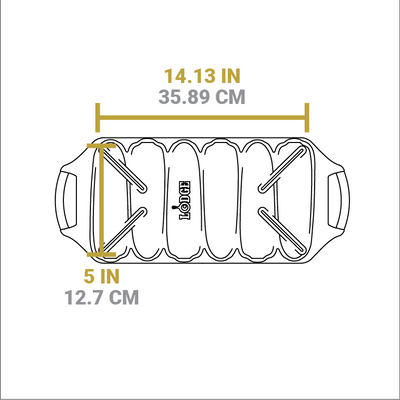 Dimensional drawing of product. Width excluding handles is 14.13 inches.