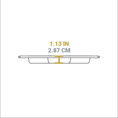 Dimensional drawing of product. Height is 1.13 inches.
