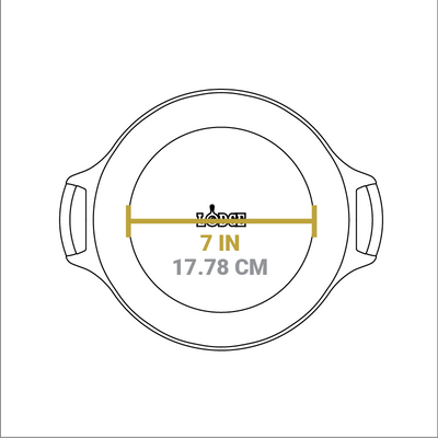 Dimensional drawing of pie pan. Width of flat bottom is 7 inches.