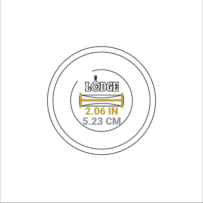 Dimensional drawing of product. Width of handle is 2.06 inches.