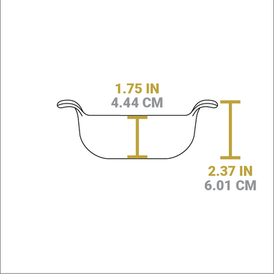 Dimensional drawing of product. Total height is 2.37 inches, height of food portion is 1.75 inches.