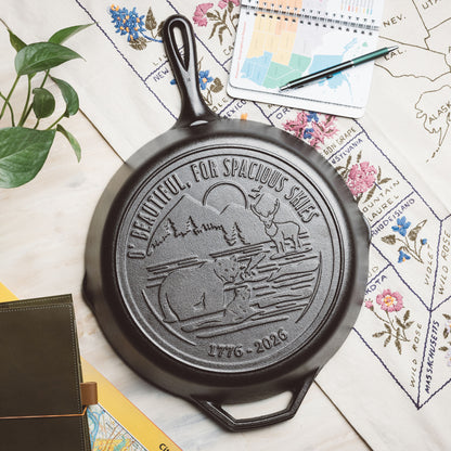 Lodge 12 Inch Seasoned Cast Iron Skillet, Spacious Skies