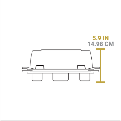 Dimensional drawing of product. Total height is 5.9 inches.