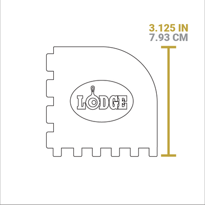 Dimensional drawing of serrated scraper. Length is 3.125 inches.