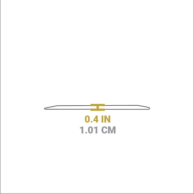 Dimensional drawing of serrated scraper. Height is 0.4 inches.