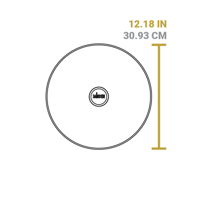 Dimensional drawing of product lid. Total length is 12.18 inches.