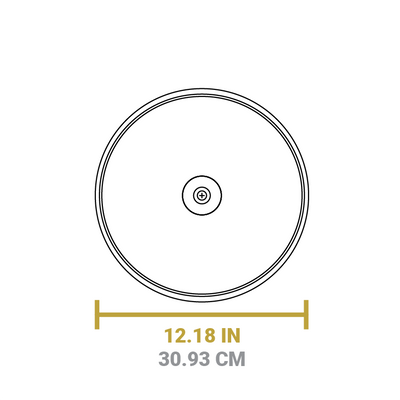 Dimensional drawing of product lid. Total width is 12.18 inches.