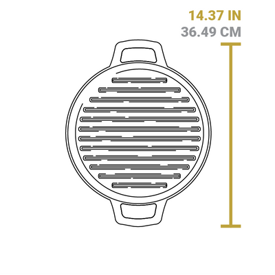 Dimensional drawing of product lid. Total width is 14.37 inches.