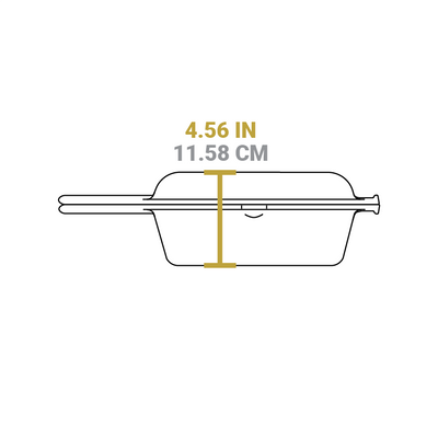 Dimensional drawing of product. Height of both pieces together is 4.56 inches.