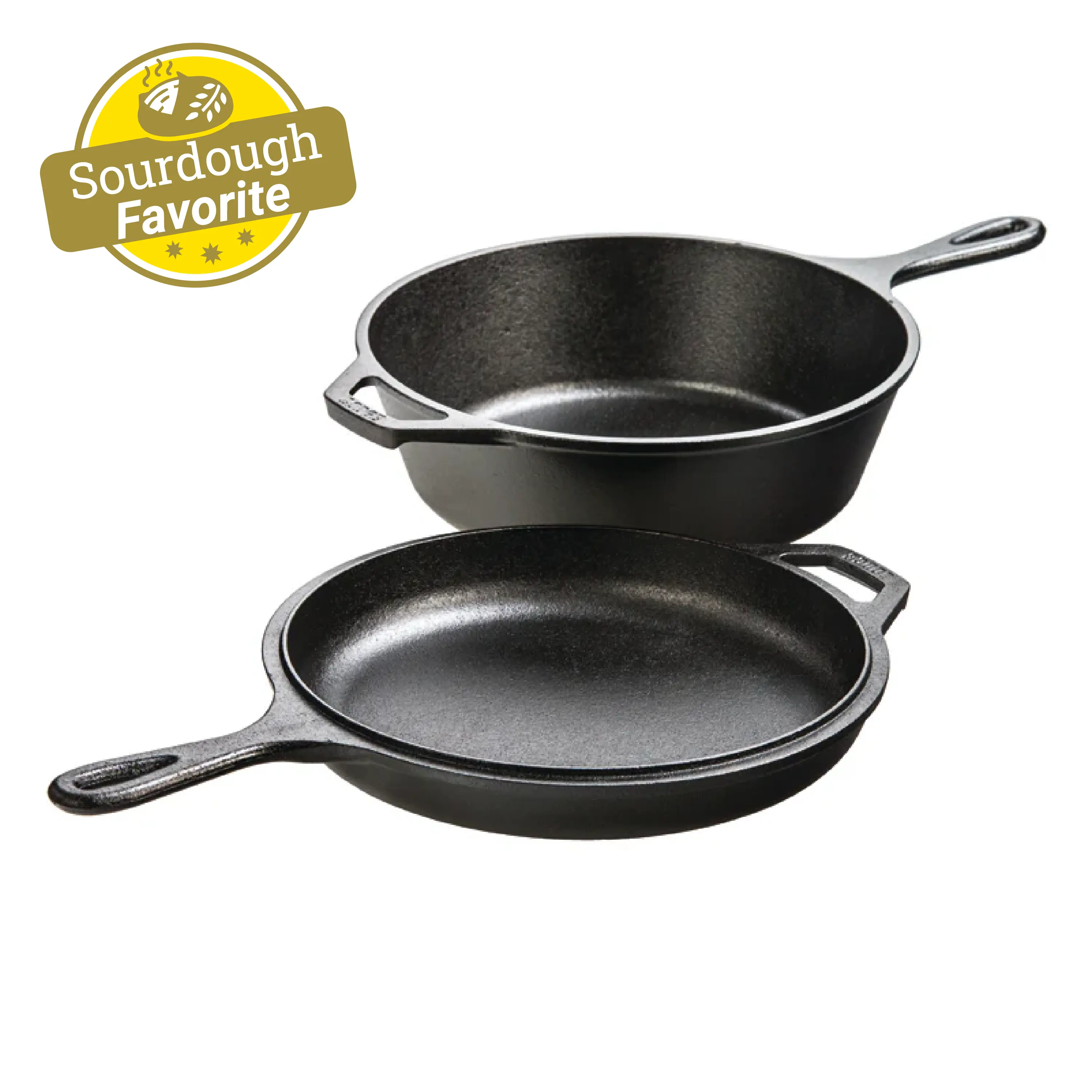 Cast Iron Combo Cooker on a white background with a 'Sourdough Favorite' badge.
