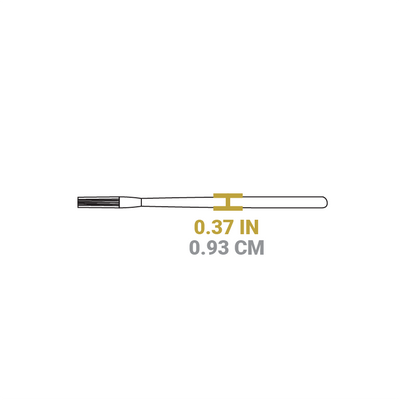 Dimensional drawing of product. Height of brush is 0.37 inches.