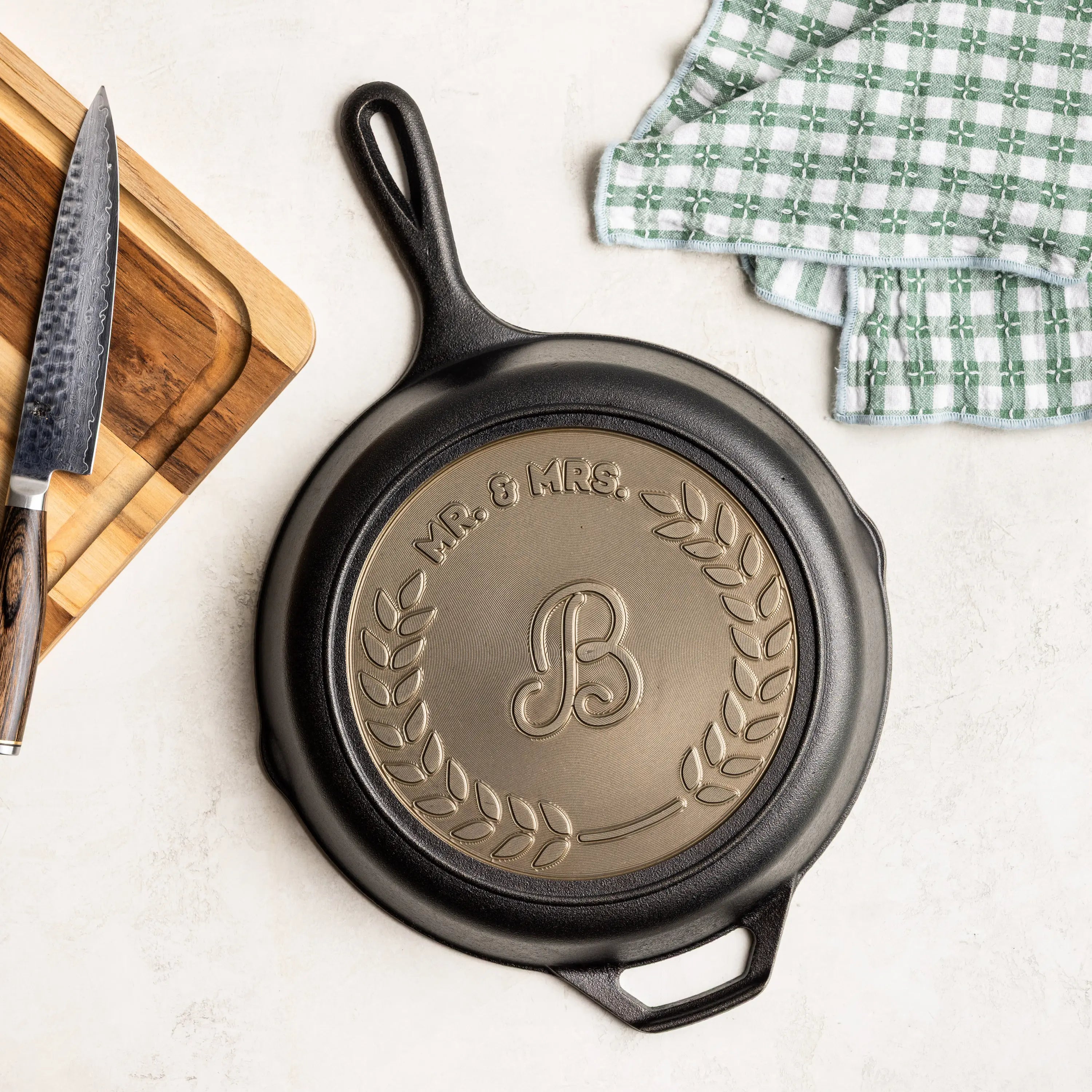 Custom Engraved Monogram Skillet