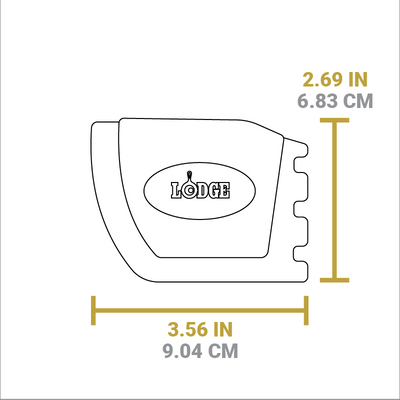 Dimensional drawing of product. Width is 3.56 inches, length of 2.69 inches.