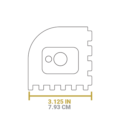 Dimensional drawing of product. Width is 3.125 inches.