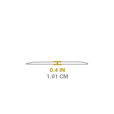 Dimensional drawing of product. Height is 0.4 inches.