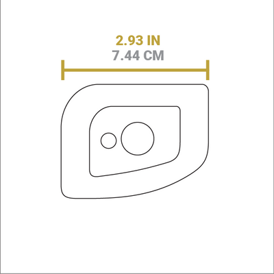 Dimensional drawing of product. Width is 2.93 inches.