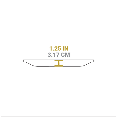 Dimensional drawing of product. Height is 1.25 inches.
